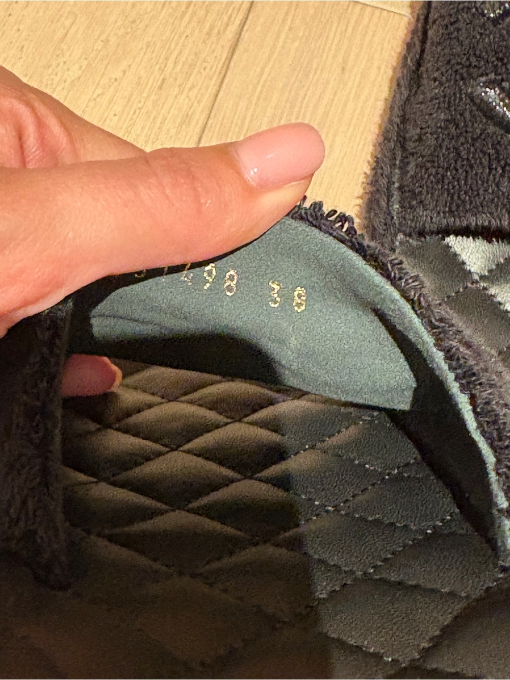 Chanel Black Quilted Terry Cloth Logo Slide Sandals - Picture 4 of 5